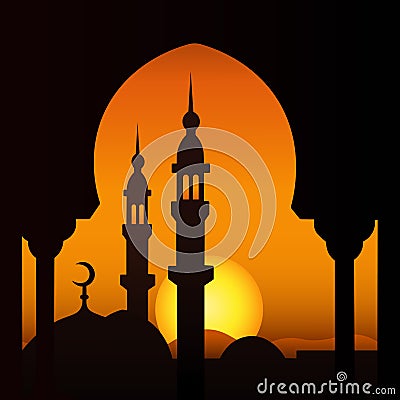 Sheikh mosque United Arab Emirates uae postcard background Muslim Islamic vector illustration Saudi Arabia congratulations card Vector Illustration